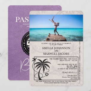 Invitation Lavender Purple Bahamas Passport Mariage