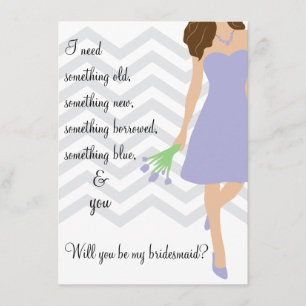 Invitation Lavender Purple Chevron Seras-Tu Ma Porte-Mains ?