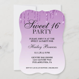 Invitation - Lavender Purple Drip Parties scintill