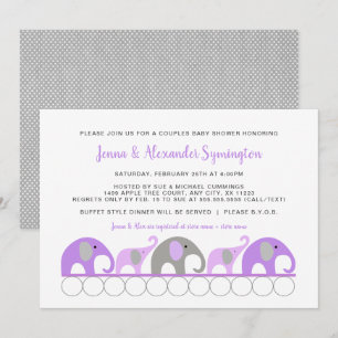 Invitation Lavender Purple Elephants Couples Baby shower