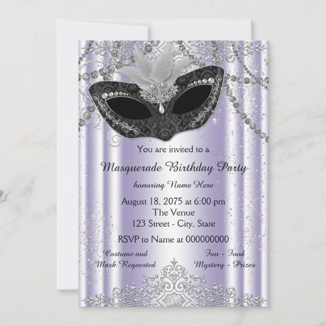 Invitation Lavender Purple Masquerade (Devant)
