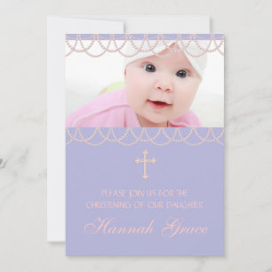 Invitation Lavender Purple Pearl Cross