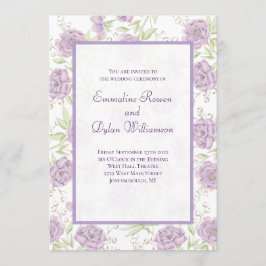 Invitation Lavender Purple Rose Wedding