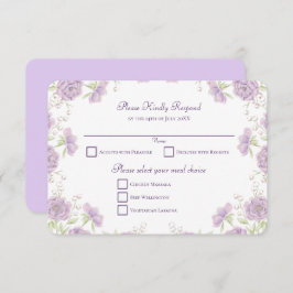 Invitation Lavender Purple Rose Wedding RSVP Reply