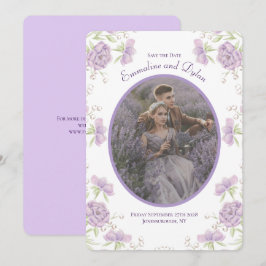 Invitation Lavender Purple Rose Wedding Save the Date