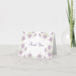 Invitation Lavender Purple Rose Wedding Thank You Note Card