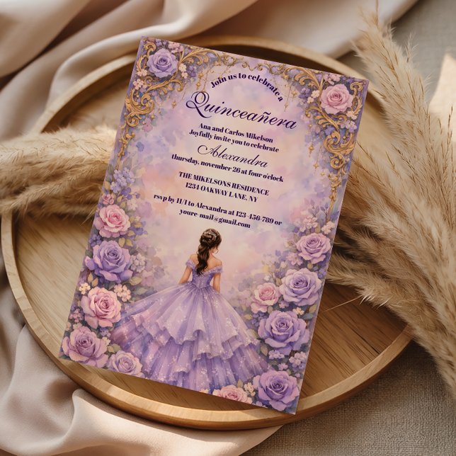 Invitation Lavender Rose Fairytale Quinceañera (Créateur téléchargé)