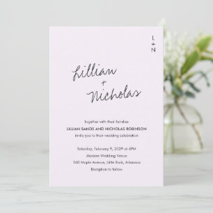Invitation Lavender Script contemporain Mariage moderne