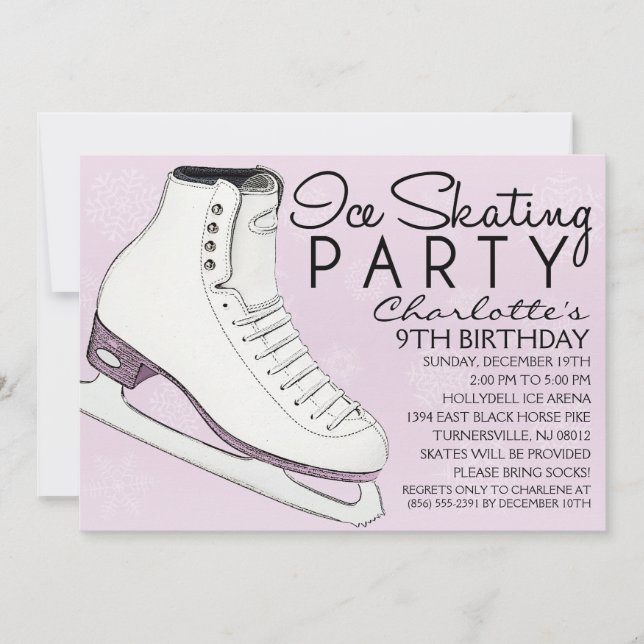 Invitation Lavender Skate Mates Patinage sur glace Anniversai (Devant)