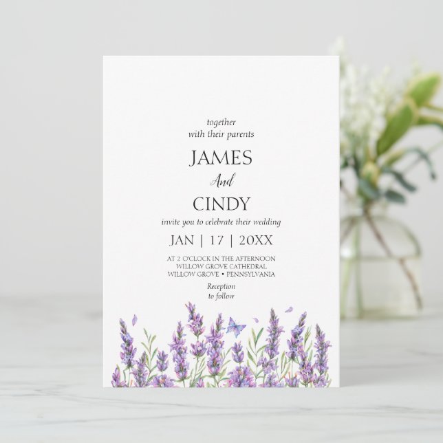 Invitation Lavender souhaite Mariage (Debout devant)
