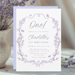 Invitation Lavender Spring Garden 1ère fête d'anniversaire