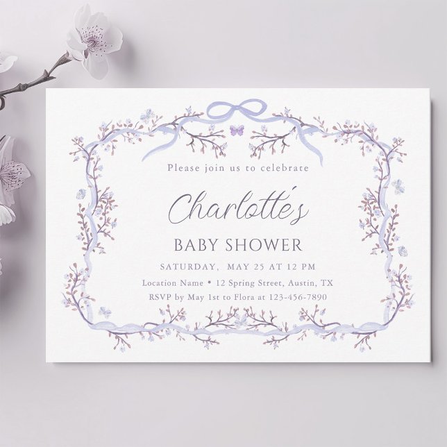 Invitation Lavender Spring Garden Baby shower fille (Créateur téléchargé)