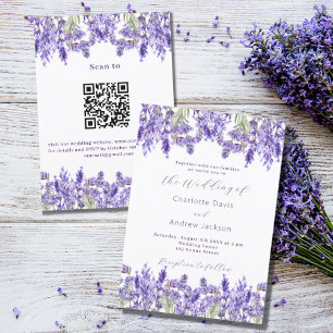 Invitation Lavender violet QR RSVP détails mariage de luxe