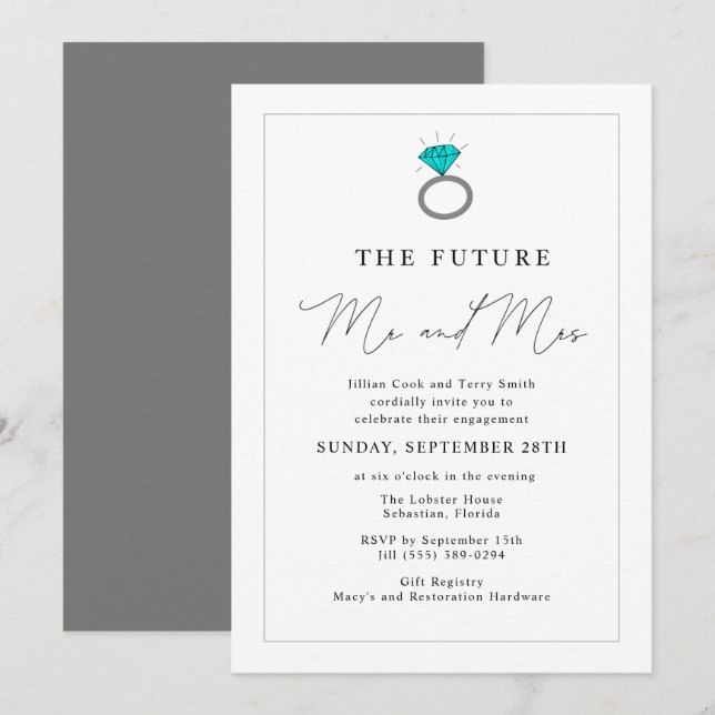 Invitation L'avenir M. et Mme Engagement Party (Devant / Derrière)