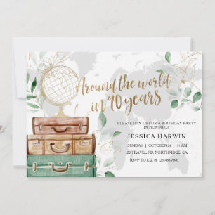 Invitation L'aventure attend ANNIVERSAIRE, 90 ANS, Thème voya