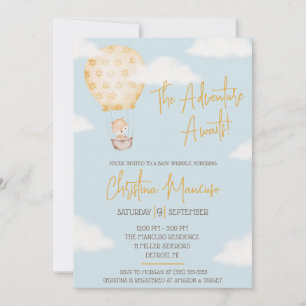 Invitation L'Aventure Attend ! Baby shower non sexiste