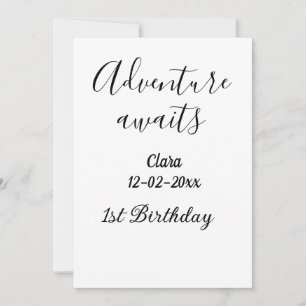 Invitation L'aventure attend joyeux 1er anniversaire nom date