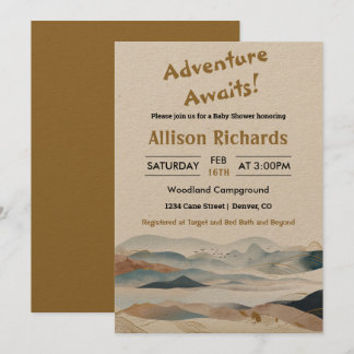 Invitation L'aventure attend le baby shower naturel de montag