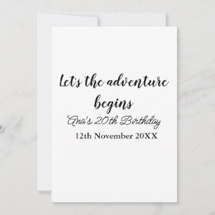 Invitation l'aventure commence 20 ans nom à ajouter d