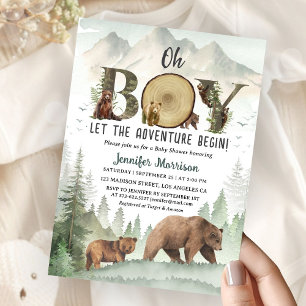 Invitation L'aventure Commence Baby Shower Oh Garçon Ours For