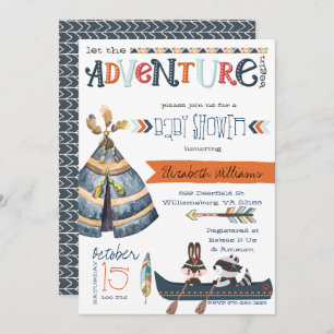 Invitation L'aventure commence - Baby shower tribal
