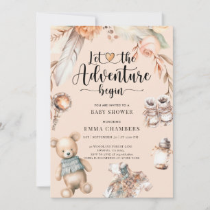 Invitation L'aventure commence Boho Baby shower genre neutre