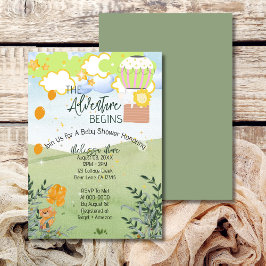Invitation L'aventure commence le baby shower de montgolfière
