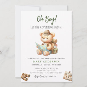 Invitation L'aventure commence le Baby shower d'été de l'ours
