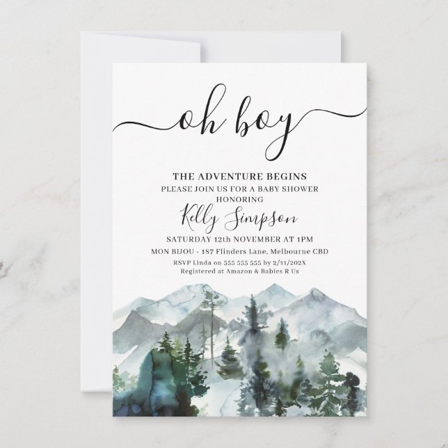 Invitation L'aventure commence le Baby shower sauvage (Devant)
