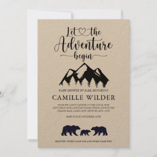 Invitation L'aventure commence les ours Kraft Baby shower par