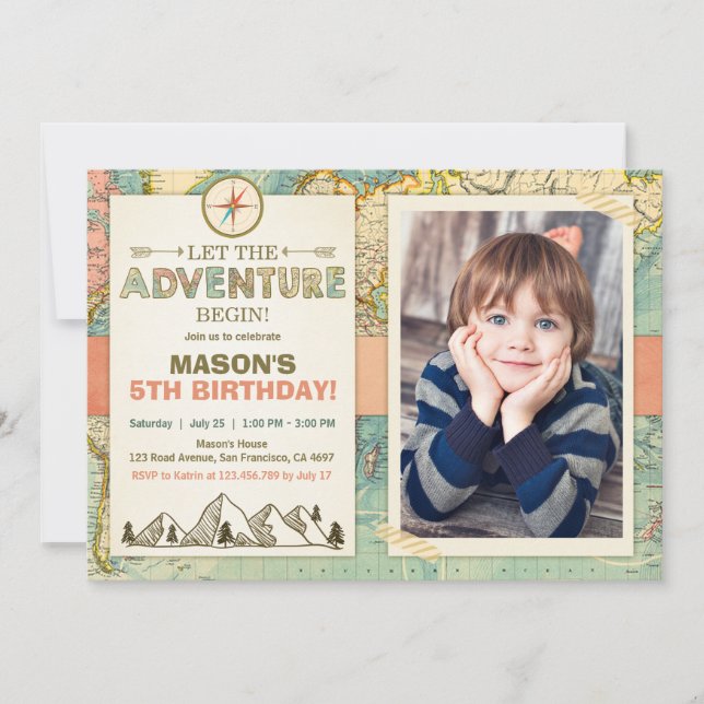 Invitation L'aventure commence l'invitation Anniversaire Plan (Devant)