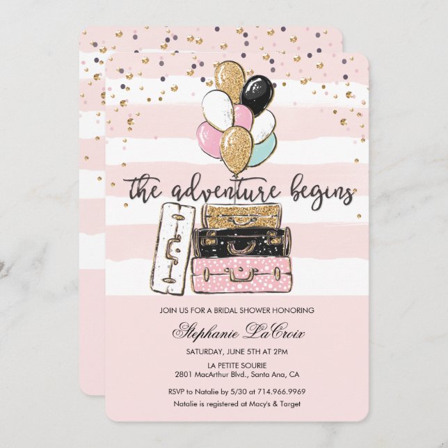 Invitation L'aventure commence l'invitation de la douche nupt (Devant / Derrière)