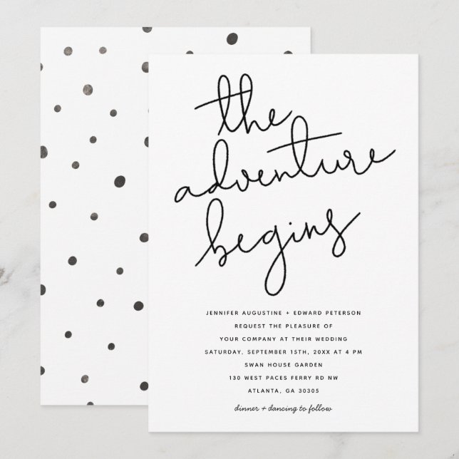 Invitation l'aventure commence mariage moderne (Devant / Derrière)