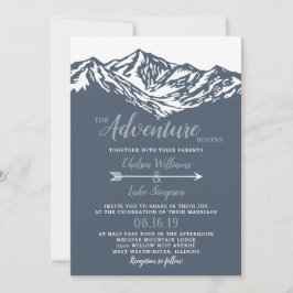 Invitation L'aventure commence Mountain Mariage Dusty Blue