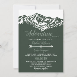 Invitation L'aventure commence Mountain Mariage Green