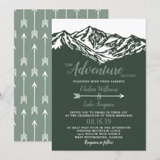 Invitation L'aventure commence Mountain Mariage Green