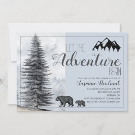 Invitation L'aventure commence Rustic Woodland Bears Baby sho