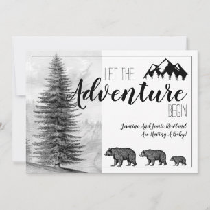 Invitation L'aventure commence Rustic Woodland Bears Baby sho