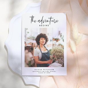 Invitation L'aventure commence une graduation photo moderne