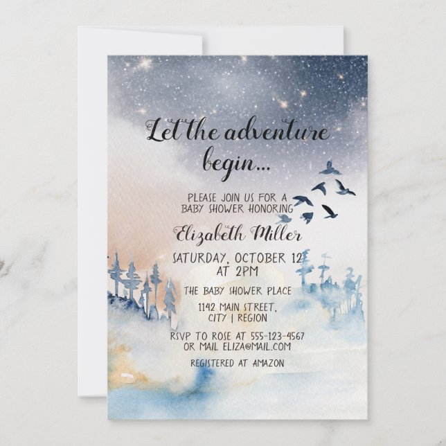 Invitation L'aventure d'hiver commence Baby shower (Devant)