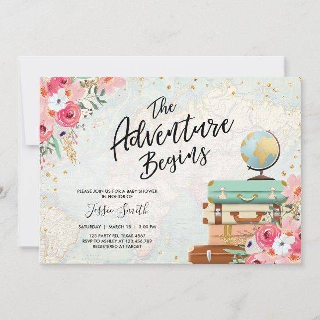 Invitation L'aventure orientée d'invitation de baby shower de (Devant)