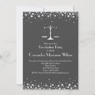 Invitation Lawyer Law School Graduation Party Grey Silver