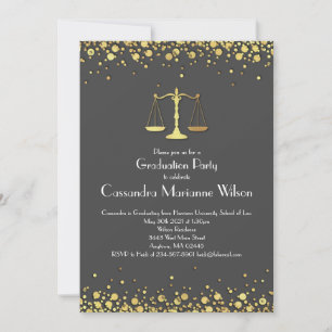 Invitation Lawyer Law School Graduation Party Gris Gold