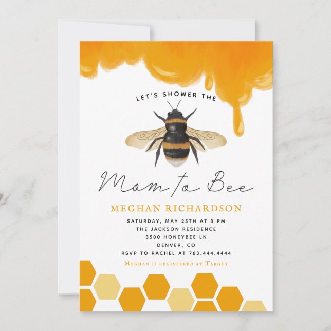 Invitation L'Baby shower des abeilles est neutre (Devant)