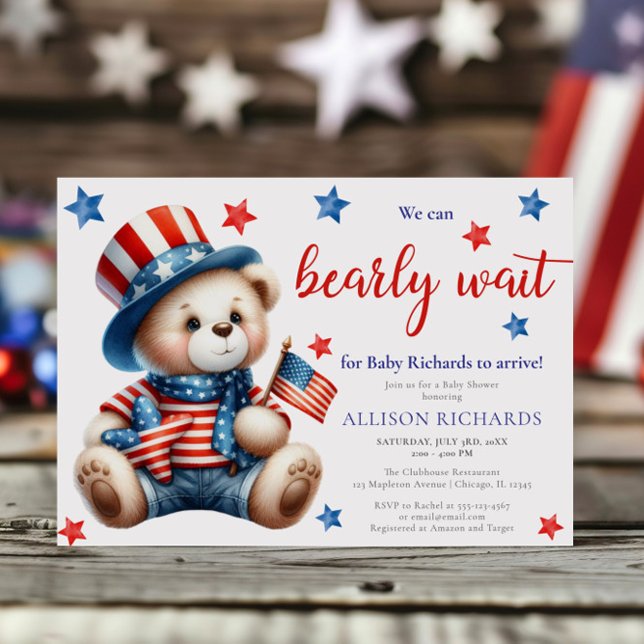 Invitation Le 4 juillet, baby shower d'attente patriotique (Créateur téléchargé)