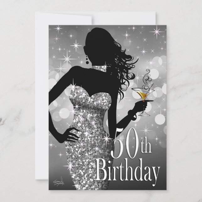 Invitation Le 50e anniversaire de la Bling Sparkle| argent (Devant)