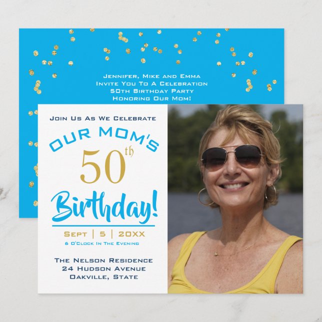 Invitation Le 50e anniversaire de NOTRE MME - Photo Party Inv (Devant / Derrière)