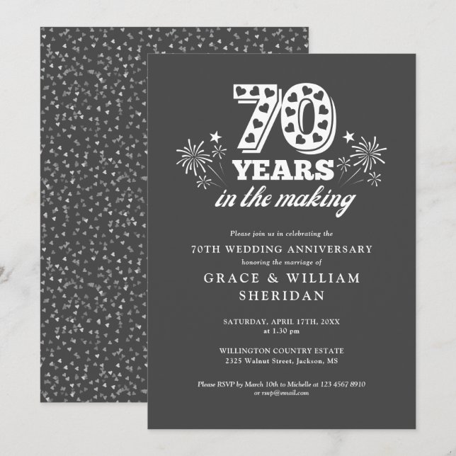 Invitation Le 70e anniversaire du Mariage (Devant / Derrière)