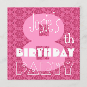 Invitation Le 8e anniversaire de l'enfant Nom personnalisé ro