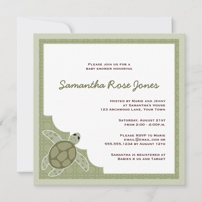 Invitation Le Baby shower à thème de la Cuisine Océane - Vert (Devant)